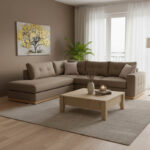 Γωνιακός καναπές δεξιά γωνία Boston ύφασμα mocha-cream 280x225x90εκ