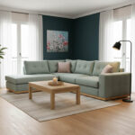 Γωνιακός καναπές δεξιά γωνία Boston ύφασμα ciel-cream 280x225x90εκ