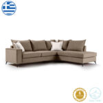 Γωνιακός καναπές αριστερή γωνία Romantic ύφασμα mocha-cream 290x235x95εκ - Image 2
