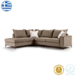 Γωνιακός καναπές δεξιά γωνία Romantic ύφασμα mocha-cream 290x235x95εκ - Image 2