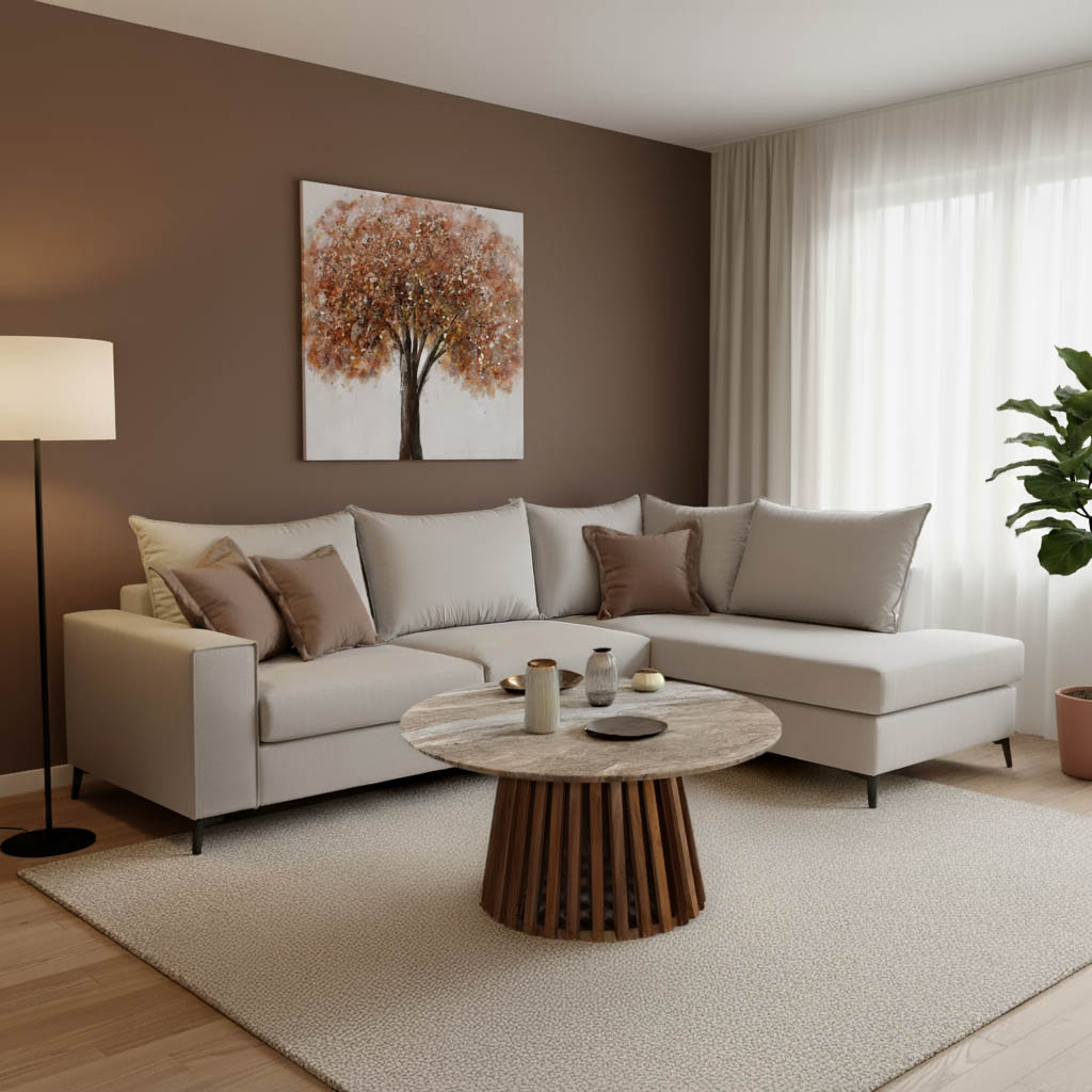 product_pako_168-000029 Γωνιακός καναπές αριστερή γωνία Romantic ύφασμα cream-mocha 290x235x95εκ - Image 1