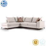Γωνιακός καναπές δεξιά γωνία Romantic ύφασμα cream-mocha 290x235x95εκ - Image 2