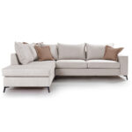 Γωνιακός καναπές δεξιά γωνία Romantic ύφασμα cream-mocha 290x235x95εκ - Image 3