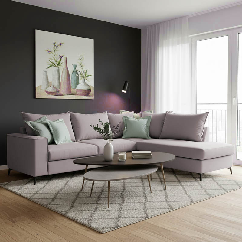 product_pako_168-000031 Γωνιακός καναπές αριστερή γωνία Romantic ύφασμα elephant-ciel 290x235x95εκ - Image 1