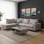 Γωνιακός καναπές δεξιά γωνία Romantic ύφασμα elephant-ciel 290x235x95εκ