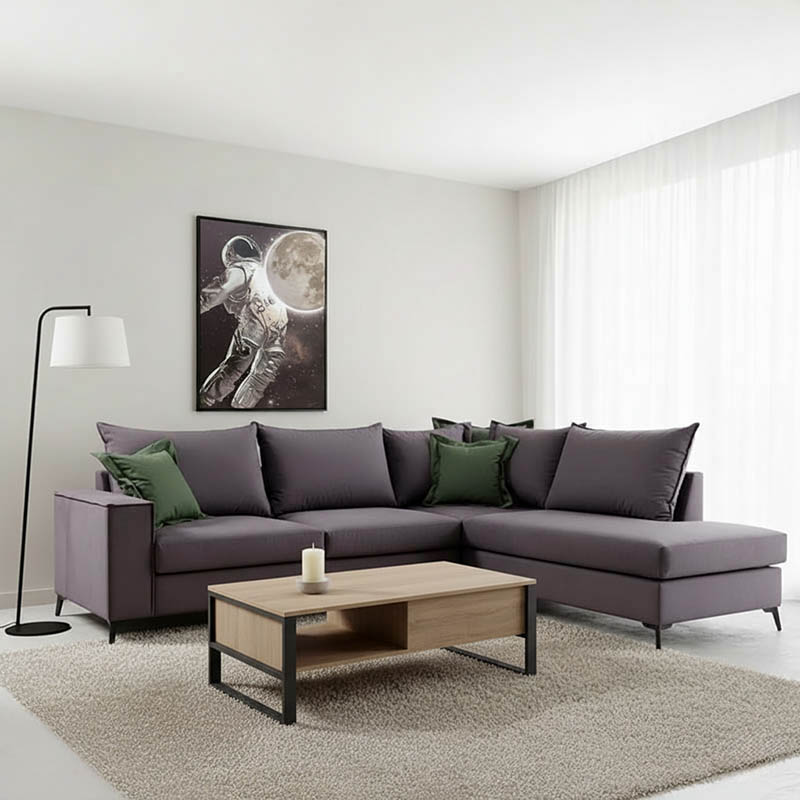 product_pako_168-000035 Γωνιακός καναπές αριστερή γωνία Romantic ύφασμα ανθρακί-κυπαρισσί 290x235x95εκ - Image 1