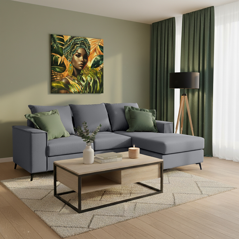 product_pako_168-000038 Γωνιακός καναπές Fabulous αναστρέψιμος ύφασμα ανθρακί-κυπαρισσί 240x165x95εκ - Image 1