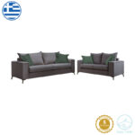 Σετ σαλονιού Verona 2τεμ 2θέσιος-3θέσιος ανθρακί - μαξιλάρια κυπαρισσί - Image 2