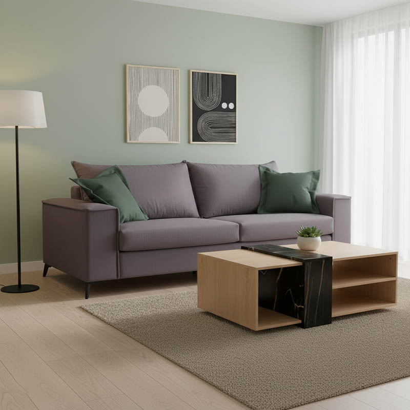 product_pako_168-000047 Καναπές Verona 3θέσιος ανθρακί - μαξιλάρια κυπαρισσί 225x93x100εκ - Image 1