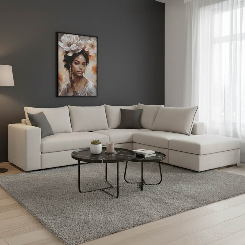 product_pako_168-000065 Πολυμορφικός-αναστρέψιμος καναπές London ανοιχτό γκρι ύφασμα με μαξιλάρια σε ποντικί απόχρωση 296x246x95εκ - Image 1