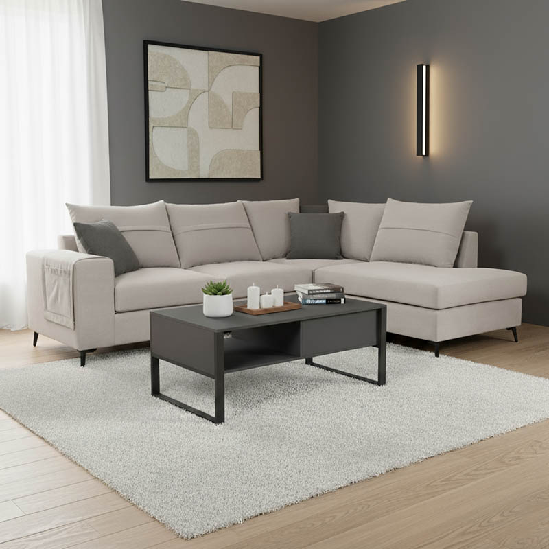 product_pako_168-000076 Γωνιακός καναπές αριστερά γωνία Montana ανοιχτό γκρι ύφασμα με μαξιλάρια σε ποντικί απόχρωση 275x215x93εκ - Image 1