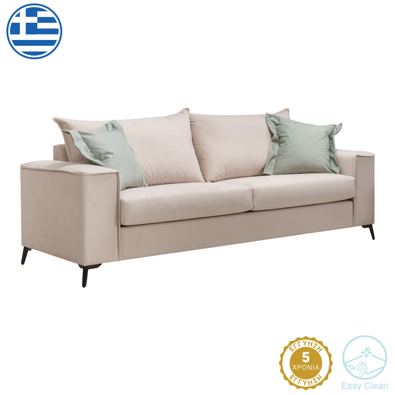 product_pako_168-000078 Καναπές Verona 3θέσιος κρεμ ύφασμα με μαξιλάρια σε μέντα απόχρωση 225x93x100εκ - Image 1