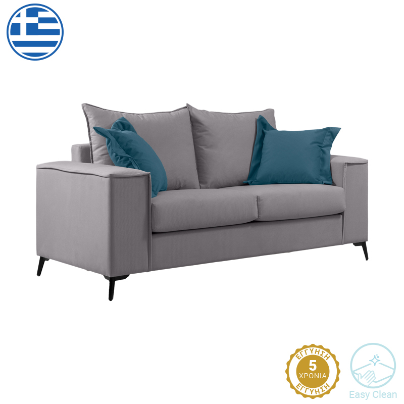product_pako_168-000081 Καναπές Verona 2θέσιος ανοιχτό γκρι ύφασμα με μαξιλάρια σε μπλε απόχρωση 173x93x100εκ - Image 1