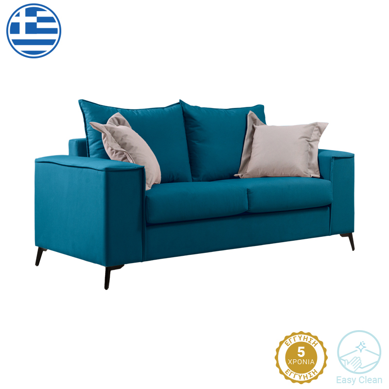 product_pako_168-000085 Καναπές Verona 2θέσιος πετρόλ ύφασμα με μαξιλάρια σε μπεζ απόχρωση 173x93x100εκ - Image 1