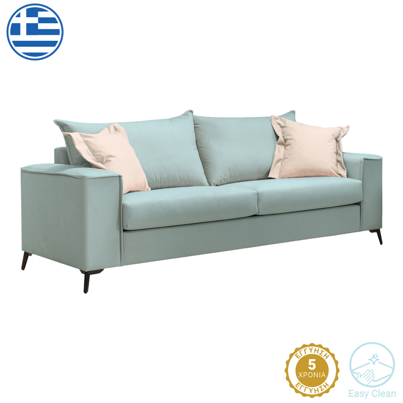 product_pako_168-000088 Καναπές Verona 3θέσιος μέντα ύφασμα με μαξιλάρια σε κρεμ απόχρωση 225x93x100εκ - Image 1
