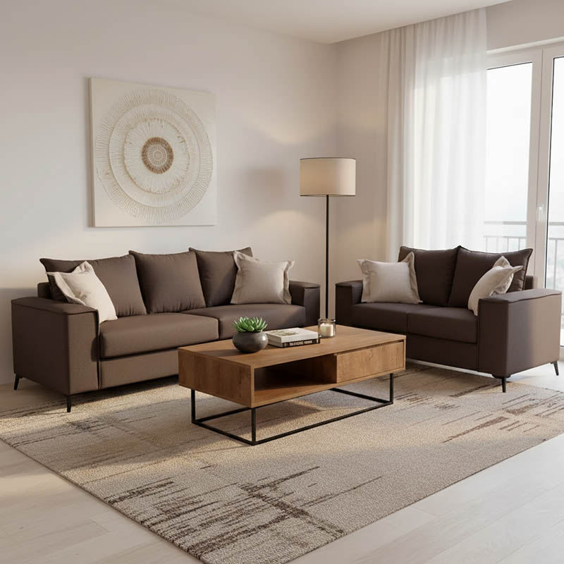 product_pako_168-000095 Σετ σαλονιού 2τεμ Verona ανθρακί ύφασμα με μαξιλάρια σε μπεζ απόχρωση - Image 1