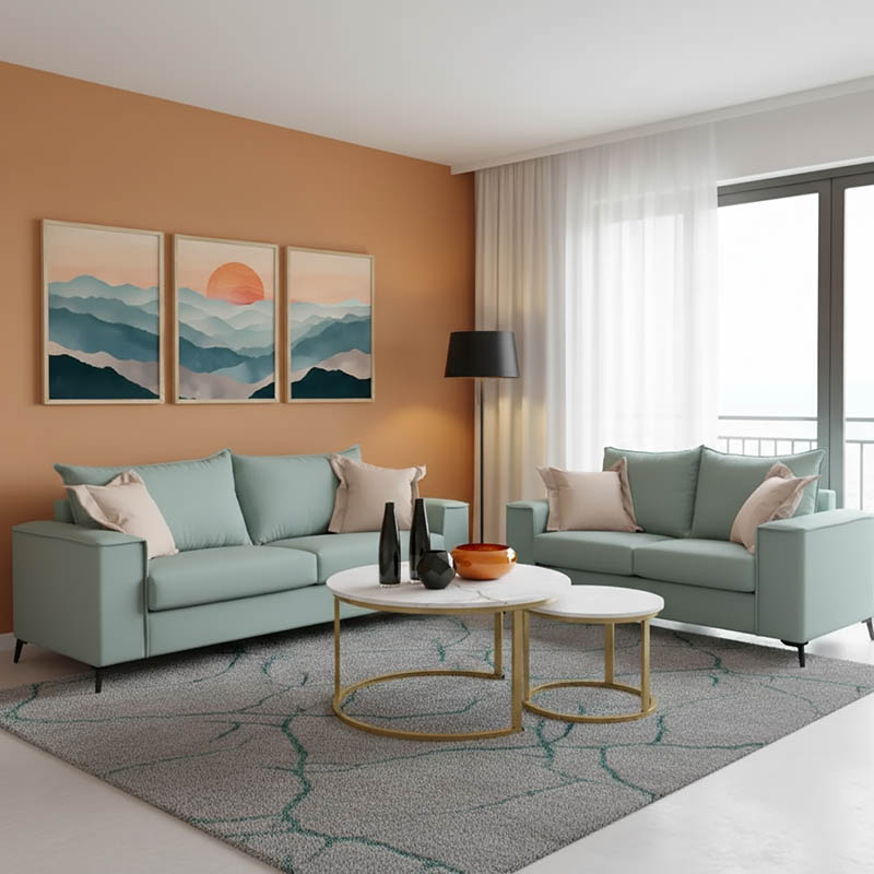 product_pako_168-000099 Σετ σαλονιού 2τεμ Verona μέντα ύφασμα με μαξιλάρια σε κρεμ απόχρωση - Image 1