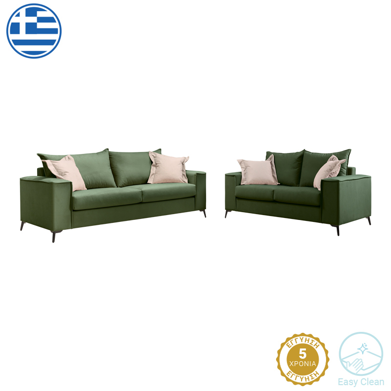 product_pako_168-000100 Σετ σαλονιού 2τεμ Verona κυπαρισσί ύφασμα με μαξιλάρια σε κρεμ απόχρωση - Image 1