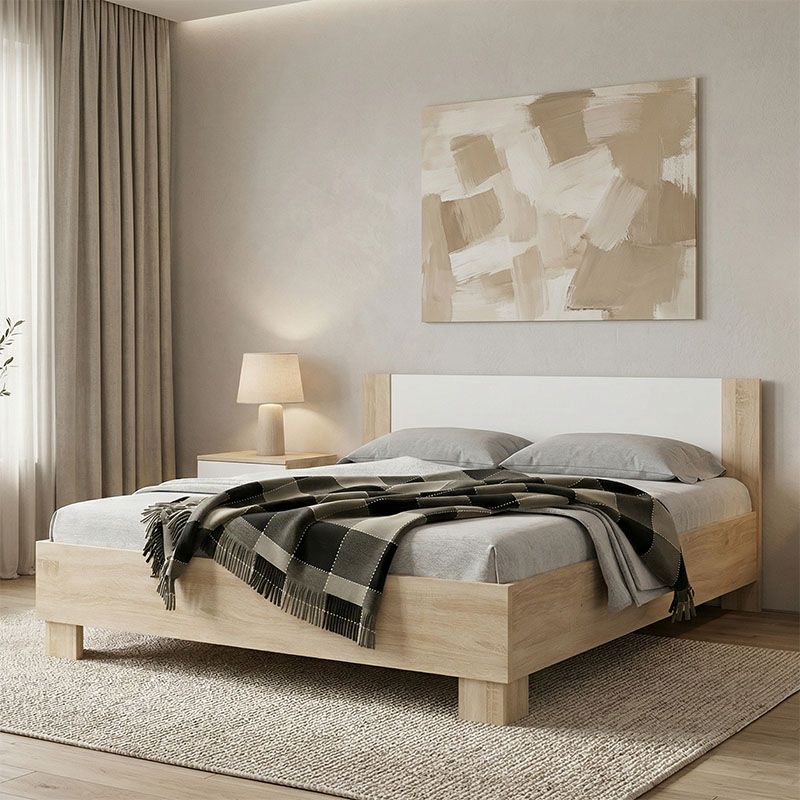 product_pako_173-000013 Κρεβάτι Geneva φυσικό-λευκό 160x200εκ - Image 1