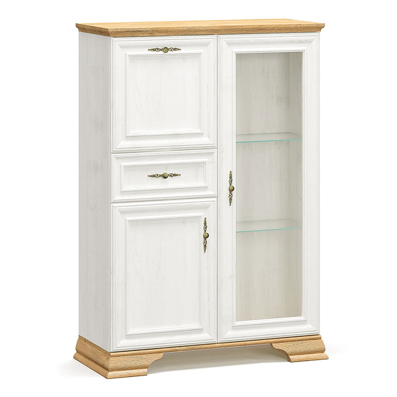 product_pako_173-000031 Βιτρίνα Jaden golden oak-λευκό antique 93,5x39x133εκ - Image 1