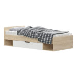 Κρεβάτι με συρτάρι Letto σε oak - λευκό απόχρωση 90x200εκ - Image 2