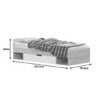 Κρεβάτι με συρτάρι Letto σε oak - λευκό απόχρωση 90x200εκ - Image 3