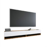 Έπιπλο τηλεόρασης επιτοίχιο Handra λευκό-oak 180x31,5x29,5εκ