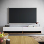 Έπιπλο τηλεόρασης επιτοίχιο Handra λευκό-oak 180x31,5x29,5εκ - Image 4