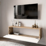 Έπιπλο τηλεόρασης επιτοίχιο Serit λευκό-oak 100x31,5x29,5εκ - Image 3