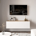 Έπιπλο τηλεόρασης επιτοίχιο Serit λευκό-oak 100x31,5x29,5εκ - Image 4