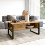 Τραπέζι σαλονιού Honora oak-μαύρο 100x60x44,5εκ - Image 2