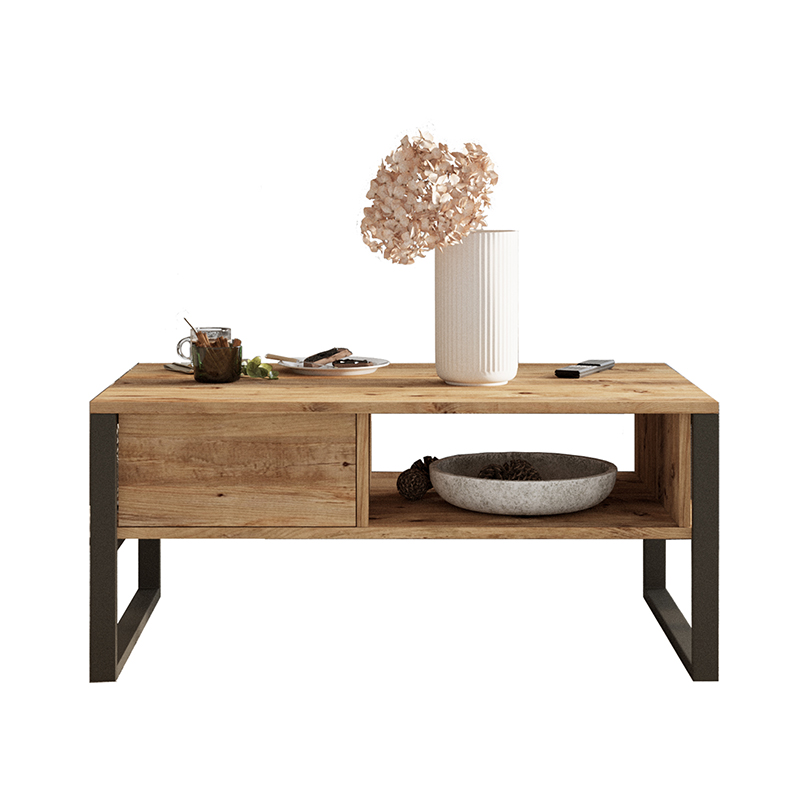 product_pako_176-000009 Τραπέζι σαλονιού Honora oak-μαύρο 100x60x44,5εκ - Image 1
