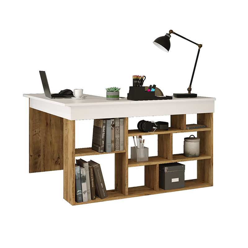 product_pako_176-000010 Γραφείο γωνιακό Rosaline λευκό-oak 120x129x72εκ - Image 1