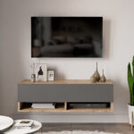 Έπιπλο τηλεόρασης επιτοίχιο Roscoe ανθρακί-oak 100x31,5x29εκ - Image 3