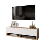 Έπιπλο τηλεόρασης επιτοίχιο Roscoe λευκό-oak 100x31.5x29.5εκ - Image 2
