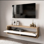 Έπιπλο τηλεόρασης επιτοίχιο Roscoe λευκό-oak 100x31.5x29.5εκ - Image 3