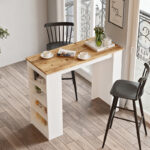 Τραπέζι μπαρ Riff λευκό-oak 120x51.5x101.5εκ - Image 3
