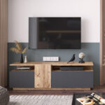 Έπιπλο τηλεόρασης Elana sonoma-ανθρακί 150x29.5x46.3εκ - Image 3