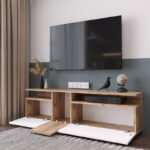 Έπιπλο τηλεόρασης Elana sonoma-λευκό 150x29.5x46.3εκ - Image 2