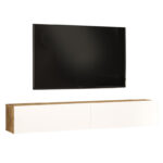 Έπιπλο τηλεόρασης επιτοίχιο Dello λευκό-oak 180x31.6x29.6εκ - Image 2