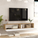 Έπιπλο τηλεόρασης επιτοίχιο Dello λευκό-oak 180x31.6x29.6εκ - Image 3