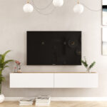 Έπιπλο τηλεόρασης επιτοίχιο Dello λευκό-oak 180x31.6x29.6εκ - Image 4