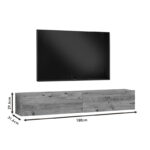 Έπιπλο τηλεόρασης επιτοίχιο Dello λευκό-oak 180x31.6x29.6εκ - Image 6