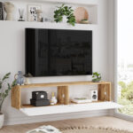 Έπιπλο τηλεόρασης επιτοίχιο Serit λευκό-sonoma 140x31.6x29.6εκ - Image 2