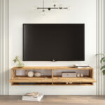 Έπιπλο τηλεόρασης επιτοίχιο Roscoe sonoma 140x31.6x29.6εκ - Image 2