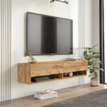 Έπιπλο τηλεόρασης επιτοίχιο Roscoe sonoma 140x31.6x29.6εκ - Image 3
