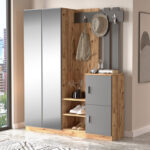 Έπιπλο εισόδου Doorse μελαμίνης ανθρακί-oak 147.5x35x180εκ - Image 2