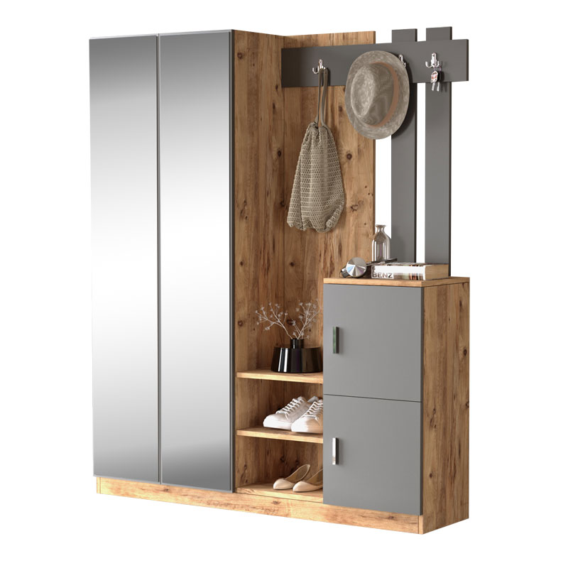 product_pako_176-000129 Έπιπλο εισόδου Doorse μελαμίνης ανθρακί-oak 147.5x35x180εκ - Image 1