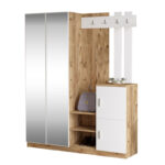 Έπιπλο εισόδου Doorse μελαμίνης λευκό-oak 147.5x35x180εκ
