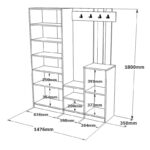 Έπιπλο εισόδου Doorse μελαμίνης λευκό-oak 147.5x35x180εκ - Image 3